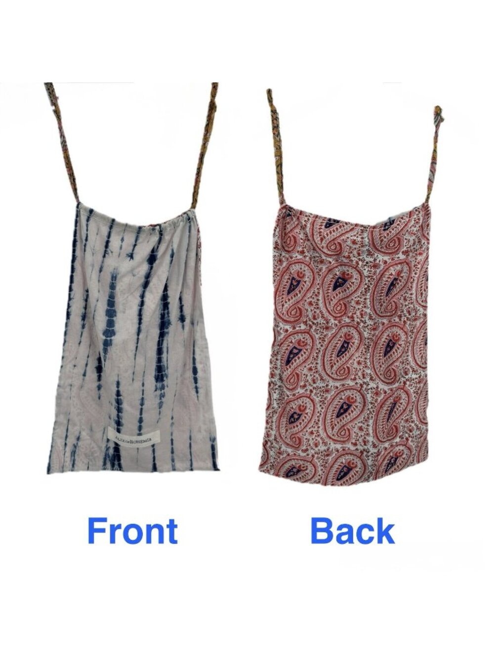 Alix of Bohemia Drawstring Dust Bag in Floral Paisley Print/Ink Dye 15"x24"